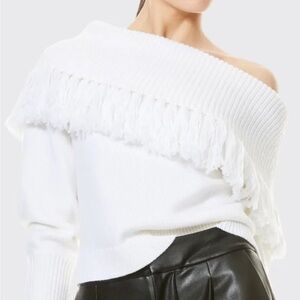 alice + olivia
Bardot Fringe Off Shoulder Pullover sweater size Small